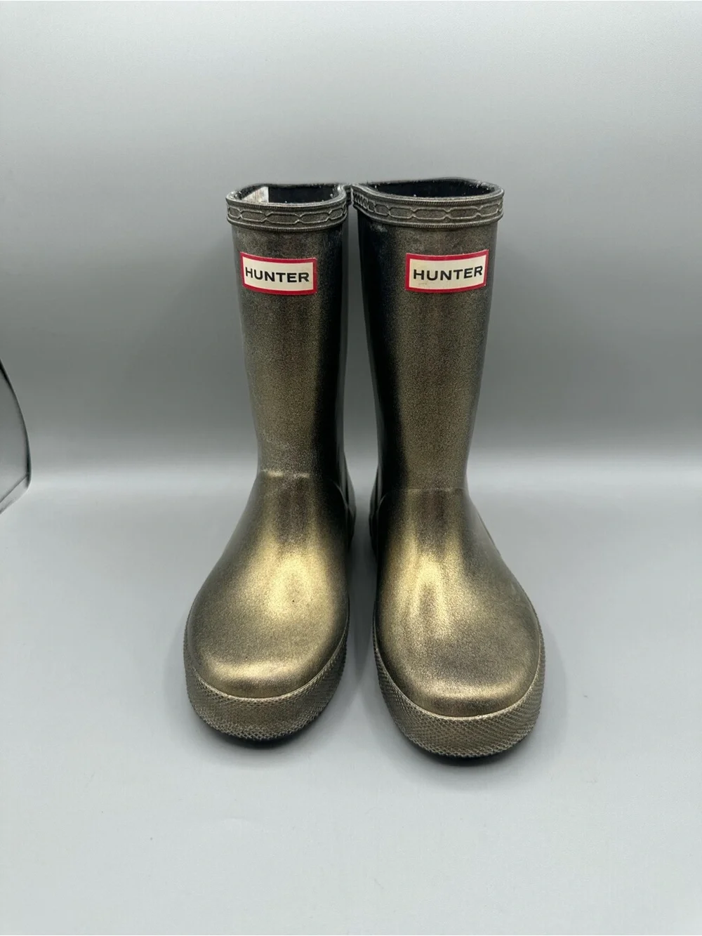 Hunter First Classic Nebula Rain Boots Kids 11 Metallic Gold Iridescent